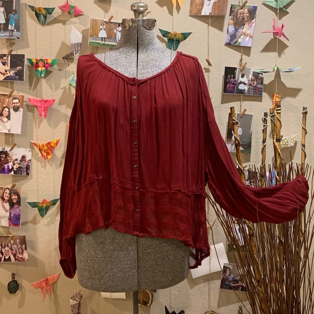 Free People Burgundy Blouse